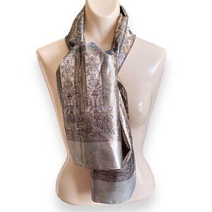 Vintage Oscar de La Renta Accessory Street Turkish Pattern Lame Sheer Scarf